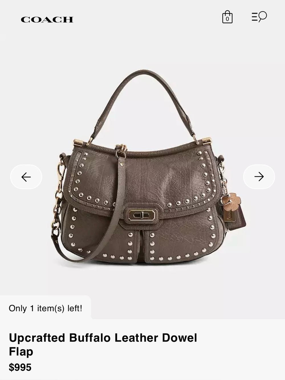 Coach Upcrafted Buffalo Leather Dowel Flap
